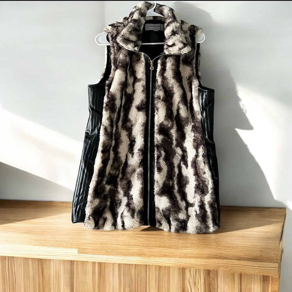 Marc New York Andrew Marc Faux Fur Long Vest ~ Size L